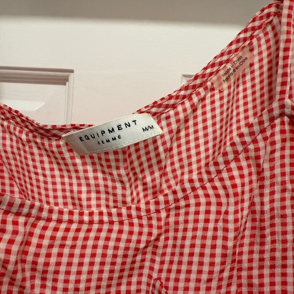 Equipment Red And White Silk Blouse